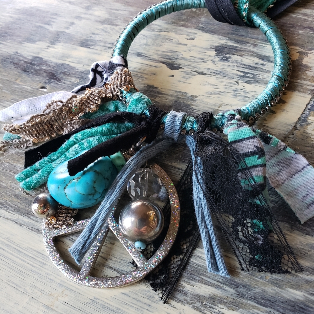 Fun turquoise Peace Bracelet/Necklace!!! UNIQUE!